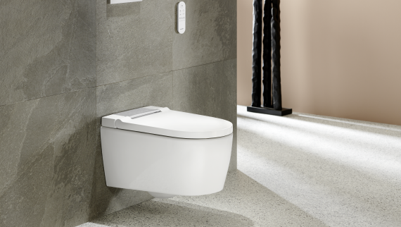 Geberit AquaClean Sela i vitt med Sigma20 spolplatta