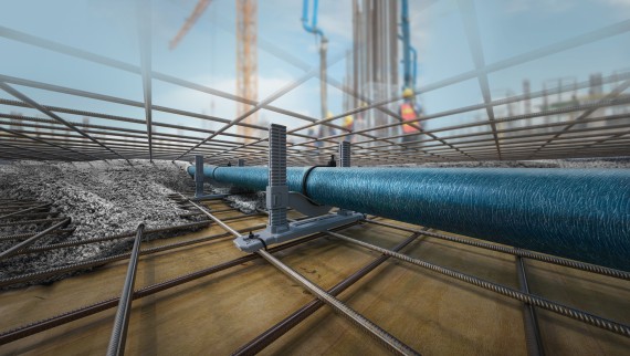 Användning av Geberit Silent-db20 i betongplattor med rörstöd