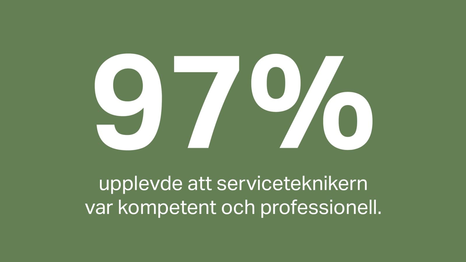 97 % av kunderna upplevde att deras servicetekniker var erfaren och professionell 97 % av kunderna upplevde att deras servicetekniker var erfaren och professionell
