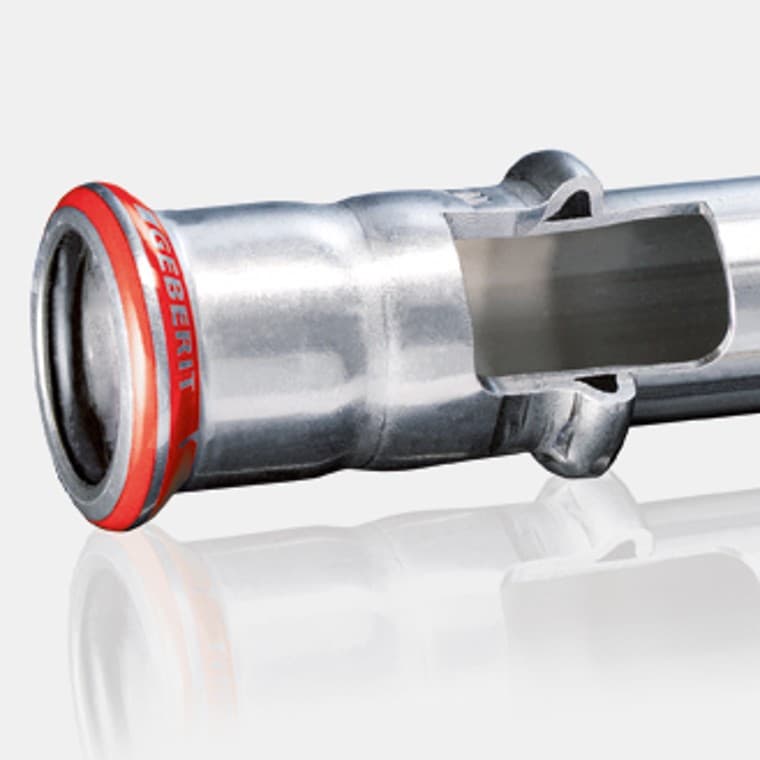 Tvärsnitt av Geberit Mapress Elförzinat stål rördel Tvärsnitt av Geberit Mapress Elförzinat stål rördel